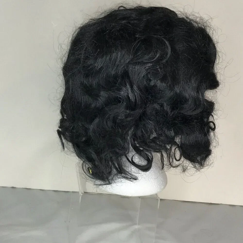 Wig Medium Black Messy Curly Medium Halloween Costume Dress Up Cosplay